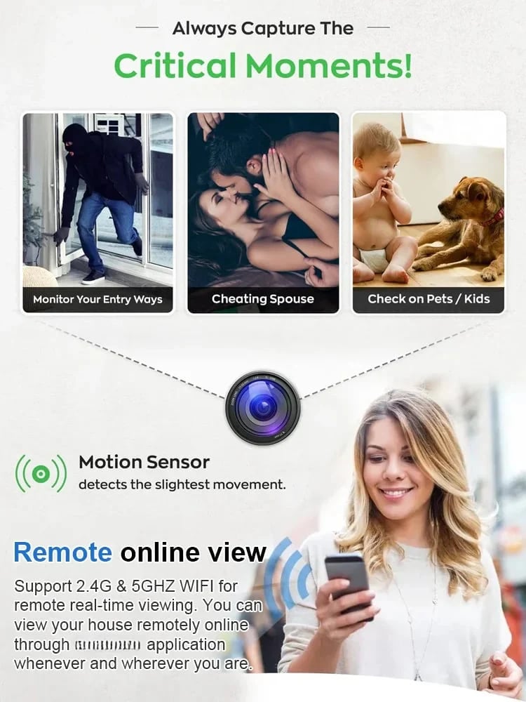 📸 1080P Mini Wireless Camera Coin-sized, installable anywhere, real-time remote monitoring via smartphone