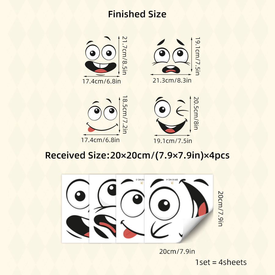 🔥Cartoon Face Stickers, Self-Adhesive Removable Decals with Glossy Finish, Multi-Surface Decor