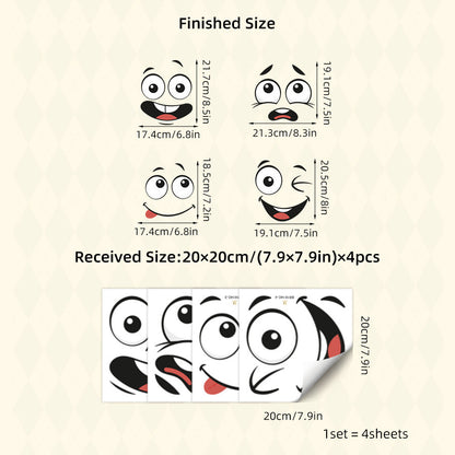 🔥Cartoon Face Stickers, Self-Adhesive Removable Decals with Glossy Finish, Multi-Surface Decor
