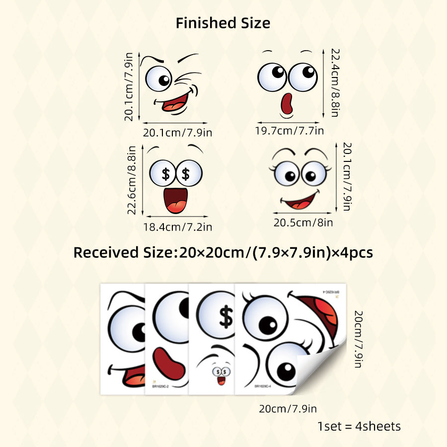 🔥Cartoon Face Stickers, Self-Adhesive Removable Decals with Glossy Finish, Multi-Surface Decor