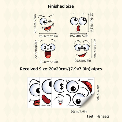 🔥Cartoon Face Stickers, Self-Adhesive Removable Decals with Glossy Finish, Multi-Surface Decor