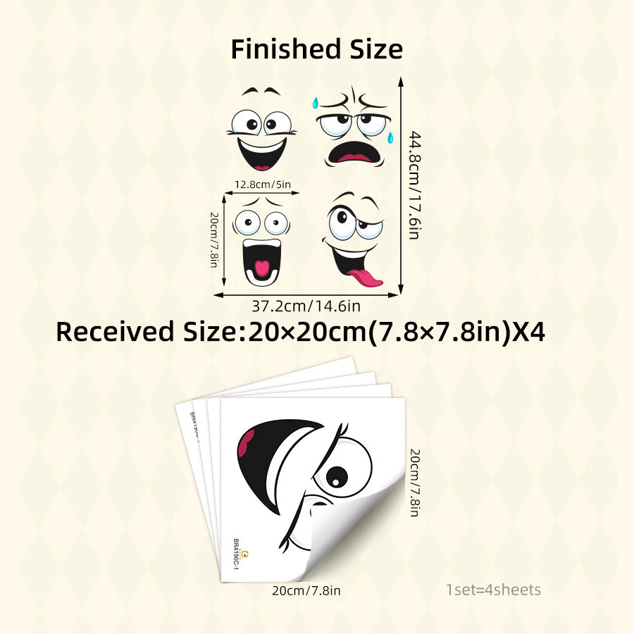 🔥Cartoon Face Stickers, Self-Adhesive Removable Decals with Glossy Finish, Multi-Surface Decor