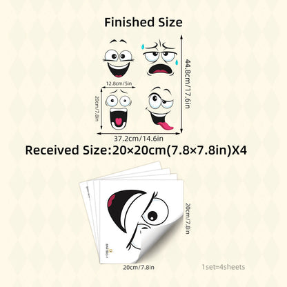🔥Cartoon Face Stickers, Self-Adhesive Removable Decals with Glossy Finish, Multi-Surface Decor