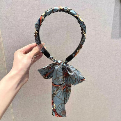 New Fabric Headband – Ethnic Style Braided Chain Hair Accessory with Flowing Ribbon
