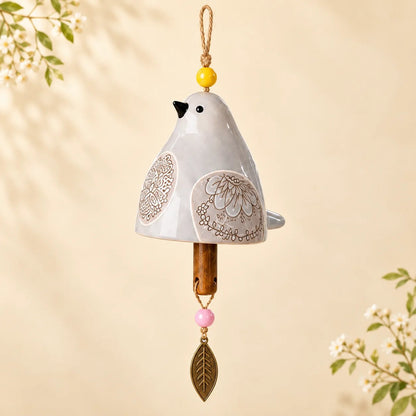 🔥Hot Sale🐦Hand-Painted Resin Bird Wind Chime, Colorful Folk Art Garden Hanging Decor