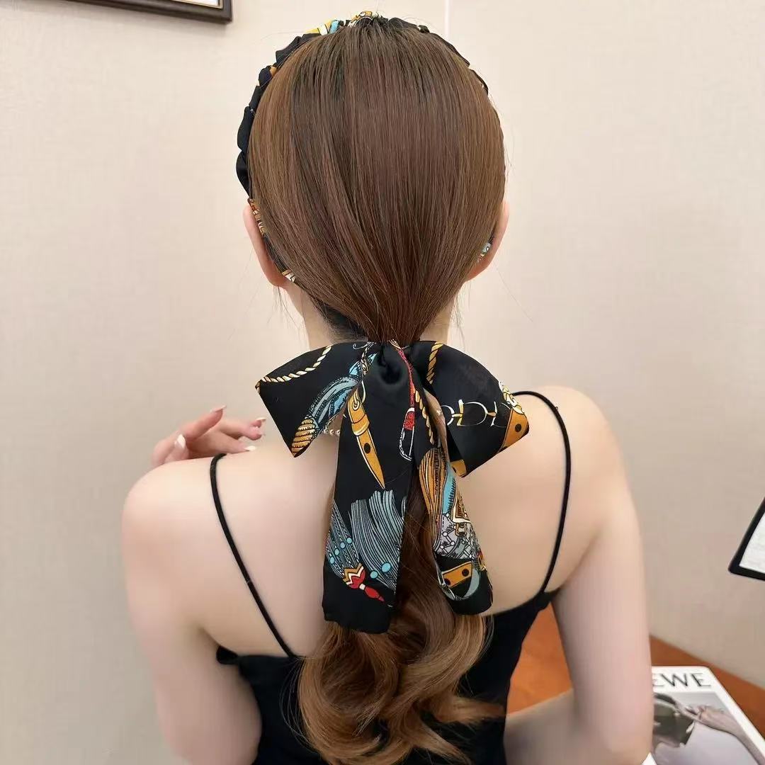 New Fabric Headband – Ethnic Style Braided Chain Hair Accessory with Flowing Ribbon