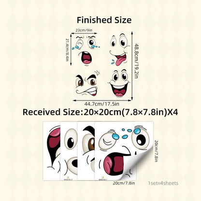 🔥Cartoon Face Stickers, Self-Adhesive Removable Decals with Glossy Finish, Multi-Surface Decor