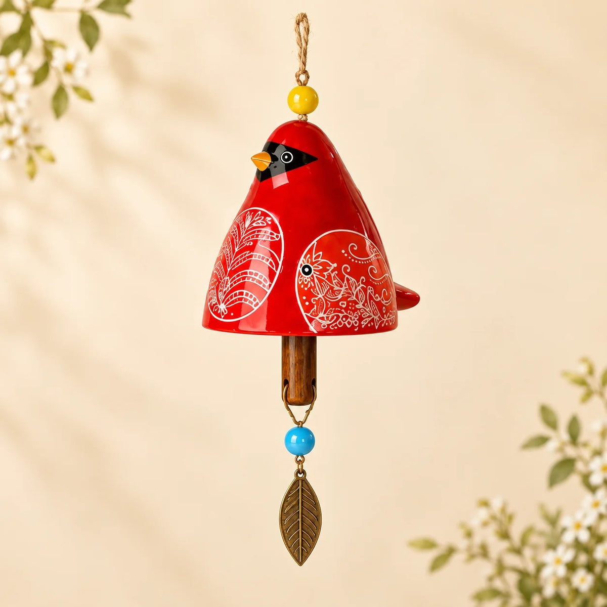 🔥Hot Sale🐦Hand-Painted Resin Bird Wind Chime, Colorful Folk Art Garden Hanging Decor
